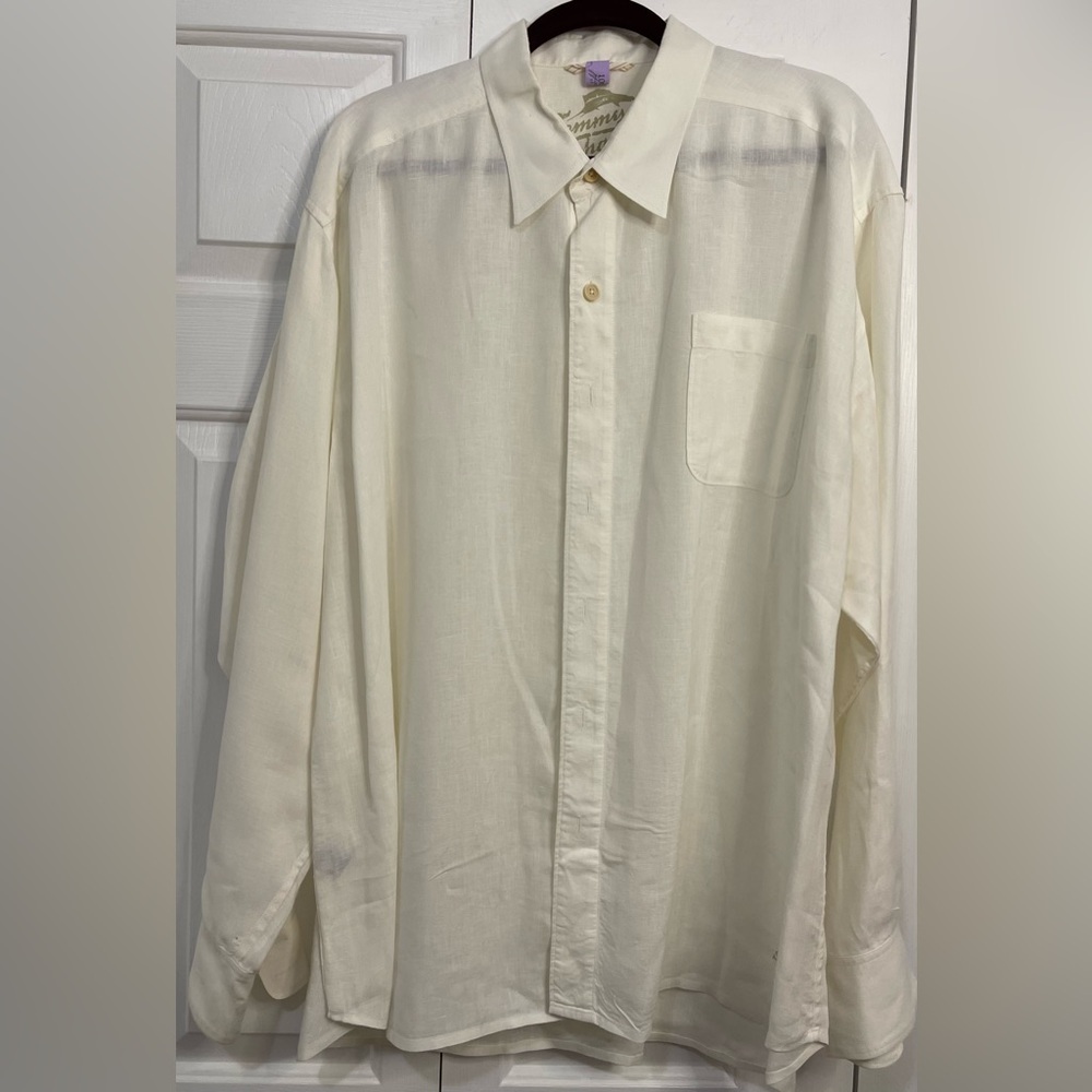 Tommy Bahama Men’s Relax Linen Long Sleeve Button Down Shirt XXL Off White